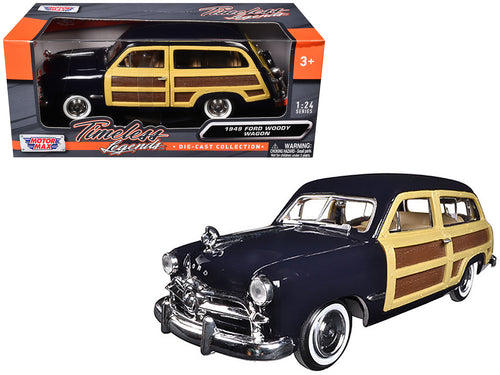 1949 Ford Woody Wagon Dark Blue 1/24 Diecast Model Car by Motormax — physical