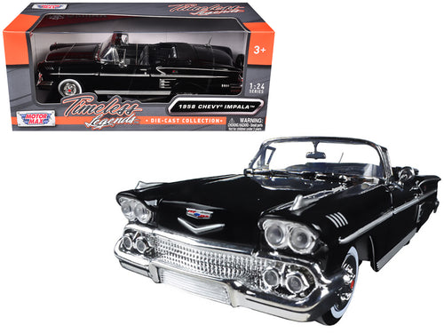 1958 Chevrolet Impala Convertible Black 1/24 Diecast Model Car by Motormax — physical