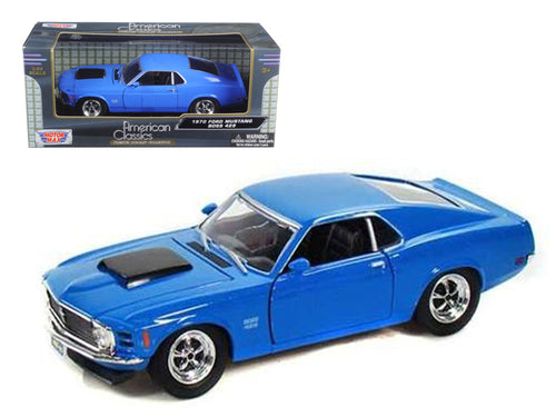 1970 Ford Mustang Boss 429 Blue 1/24 Diecast Model Car by Motormax — physical