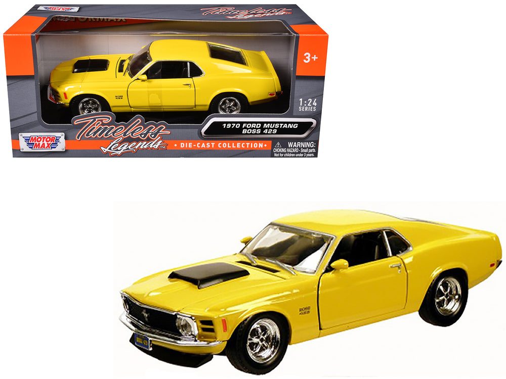 1970 Ford Mustang Boss 429 Yellow 1/24 Diecast Model Car by Motormax — physical