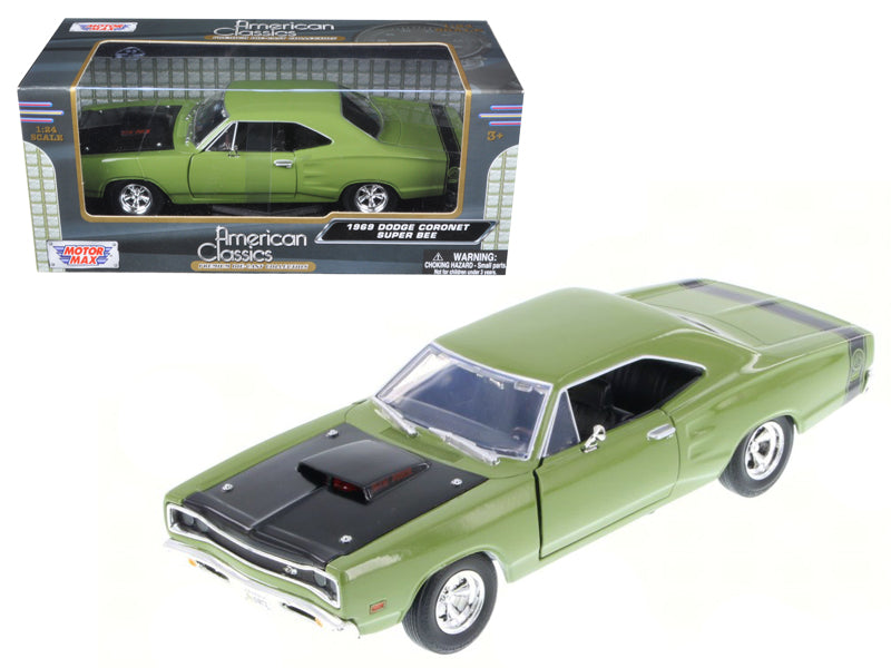 1969 Dodge Coronet Super Bee Green 1/24 Diecast Model Car by Motormax — physical