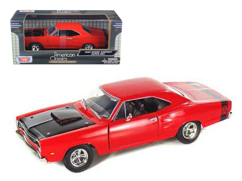 1969 Dodge Coronet Super Bee Red 1/24 Diecast Model Car by Motormax — physical