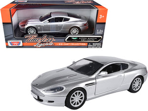 Aston Martin DB9 Coupe Silver Metallic "Timeless Legends" 1/24 Diecast Model Car by Motormax — physical