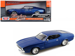 1971 Ford Mustang Sportsroof Blue 1/24 Diecast Model Car by Motormax — physical