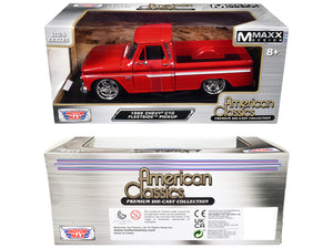1966 Chevrolet C10 Fleetside Pickup Truck Red "Maxx Design" "American Classics" Series 1/24 Diecast Model Car by Motormax