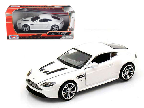 Aston Martin V12 Vantage Pearl White 1/24 Diecast Car Model by Motormax — physical
