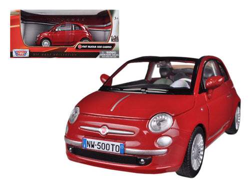 Fiat 500 Nuova Cabrio Red 1/24 Diecast Model Car by Motormax — physical