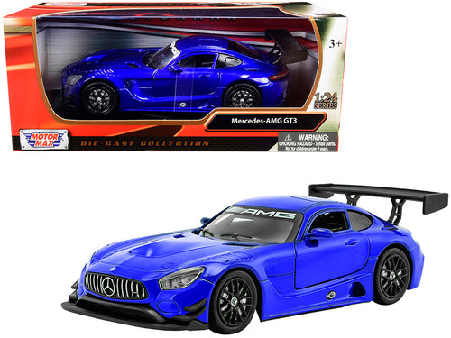Mercedes AMG GT3 Bright Blue 1/24 Diecast Model Car by Motormax — physical