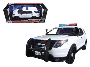2015 Ford PI Utility Interceptor Police Car with Light Bar Plain White 1/18 Diecast Model Car by Motormax — physical