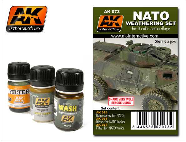 Black Forest® Hobby Supply Co AK Interactive 73 NATO Camouflage Enamel Paint Set (74, 75, 76) — Glues, Paints, Tools > AK