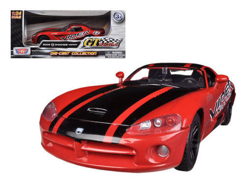 2003 Dodge Viper SRT-10 #8 Red with Black Stripes "GT Racing" Series 1/24 Diecast Model Car by Motormax — physical