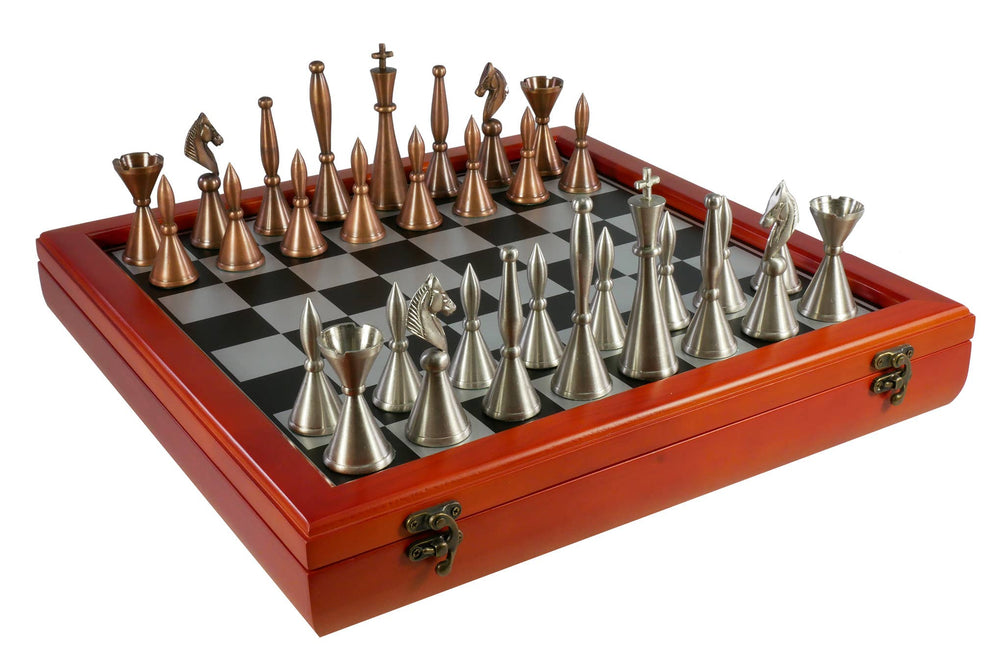 Little Shop of Magic Chess Set - Brass Art Deco with Cherry Stained Chest — Board Game