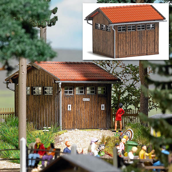 Black Forest® Hobby Supply Co Busch 1586 HO Scale Wooden Restroom -- Kit - 2-3/8 x 2 x 1-3/4" 6 x 5 x 4.4cm — HO Scale