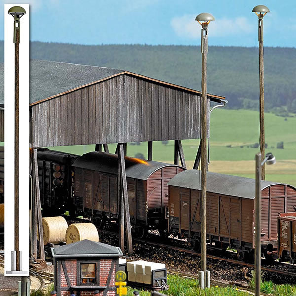 Black Forest® Hobby Supply Co Busch 4112 HO Scale Round Station/Platform Lamp on Wood Post — HO Scale Lighting > Busch