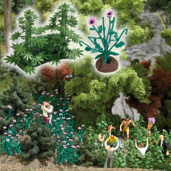 Busch 1250 HO Scale Hemp & Poppy Plants Kit