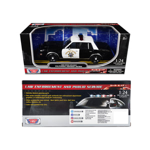 1986 Dodge Diplomat Police Car "California Highway Patrol" Black and White "Law Enforcement and Public Service" Series 1/24 Diecast Model Car by Motormax