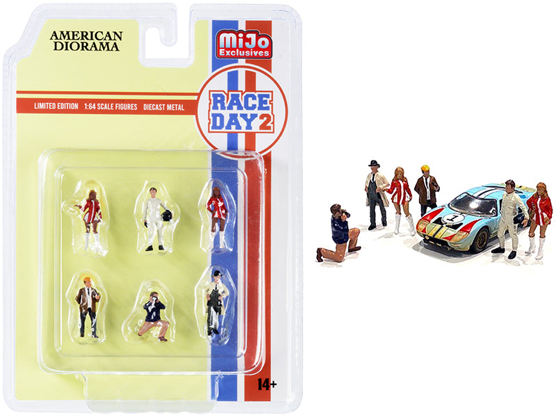 "Race Day 2" 6 piece Diecast Figurine Set for 1/64 Scale Models by American Diorama — Scale Model Accessories