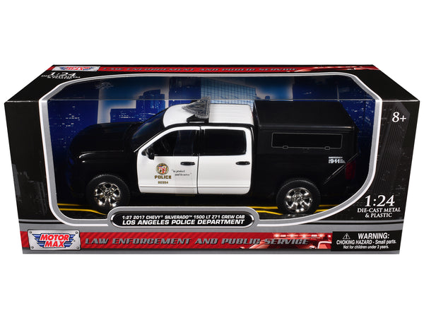 2017 Chevrolet Silverado 1500 LT Z71 Crew Cab Pickup Truck "Los Angeles Police Department" Black and White "Law Enforcement and Public Service" Series 1/27 Diecast Model Car by Motormax