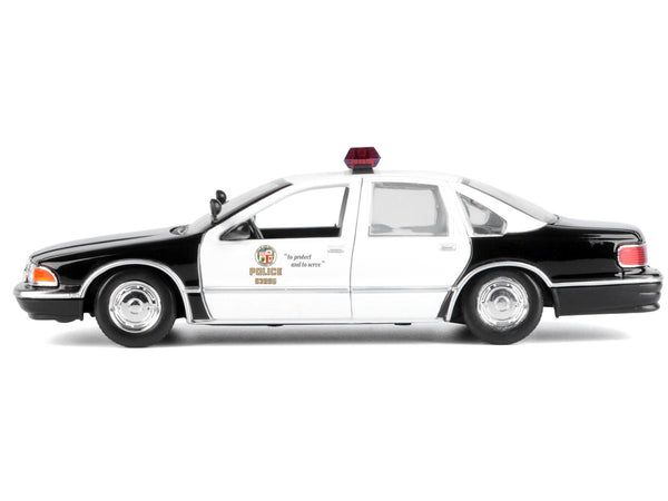 1993 Chevrolet Caprice Police Car "LAPD (Los Angeles Police Department)" Black and White "Law Enforcement and Public Service" Series 1/24 Diecast Model Car by Motormax