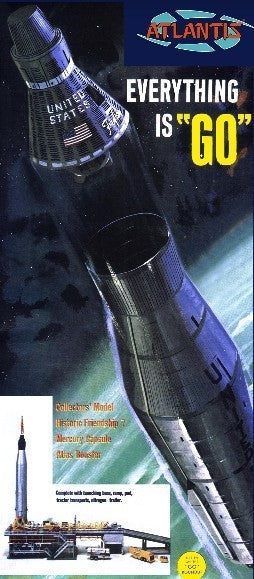 Black Forest® Hobby Supply Co Atlantis Models 1833 1/110 Atlas Ballistic Missile w/Gantry & Mercury Capsule (formerly