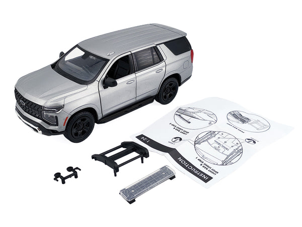 2025 Chevrolet Tahoe PPV Silver Metallic "Custom Builder's Kit - Law Enforcement and Public Service" Series 1/24 Diecast Model Car by Motormax