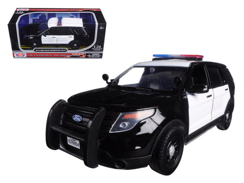 2015 Ford Police Interceptor Utility Unmarked Black and White 1/24 Diecast Model Car by Motormax — physical