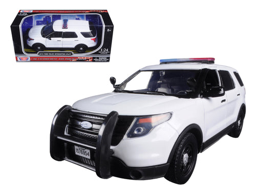 2015 Ford Police Interceptor Utility Unmarked White 1/24 Diecast Model Car by Motormax — physical
