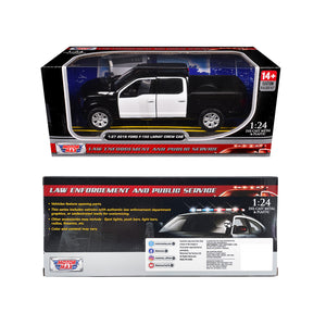 2019 Ford F-150 Lariat Crew Cab Pickup Truck Unmarked Plain Black and White "Custom Builder's Kit - Law Enforcement and Public Service" Series 1/27 Diecast Model Car by Motormax