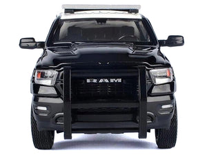 2019 RAM 1500 Laramine Crew Cab Pickup Truck "California Highway Patrol" Black and White with Truck Bed Camper "Law Enforcement and Public Service" Series 1/27 Diecast Model Car by Motormax