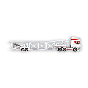 Flame Scania Car Carrier Transport Truck Red White 1:64 - Limited to 299 Pcs