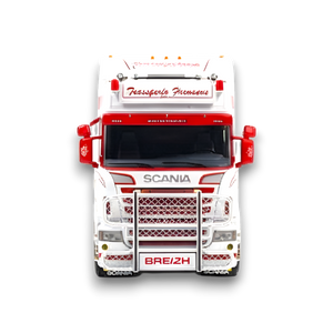 Flame Scania Car Carrier Transport Truck Red White 1:64 - Limited to 299 Pcs