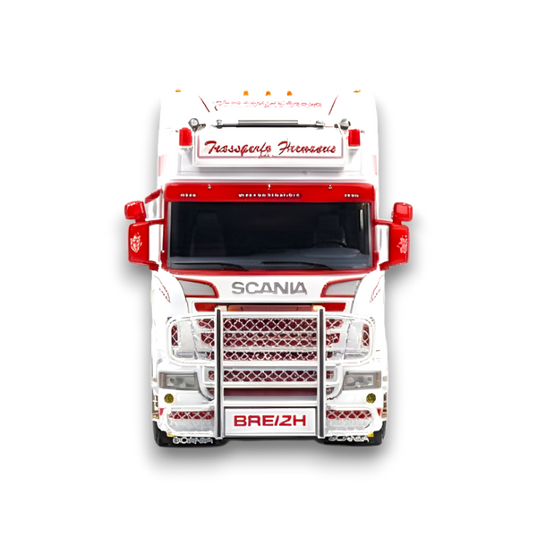Flame Scania Car Carrier Transport Truck Red White 1:64 - Limited to 299 Pcs