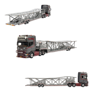Flame Scania Car Carrier Transport Truck Grey Red 1:64 - Limited to 299 Pcs