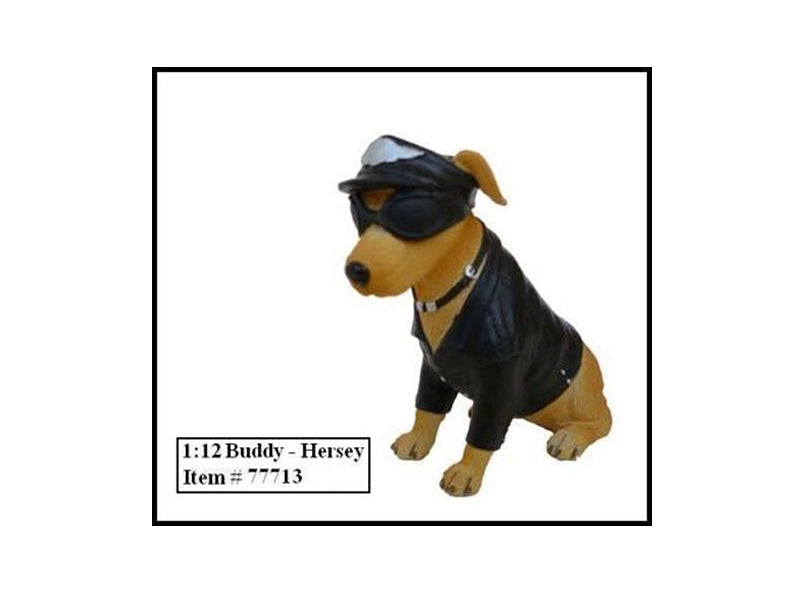 Biker's Dog "Buddy Hersey" Figure For 1:12 Models by American Diorama — Scale Model Accessories