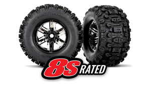 Traxxas 7774A Sledgehammer Tires & Black Chrome Wheels (2)