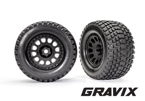 Traxxas 7872 XRT Black Wheels with Gravix Race Tires (2)