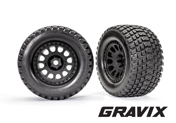 Traxxas 7872 XRT Black Wheels with Gravix Race Tires (2)
