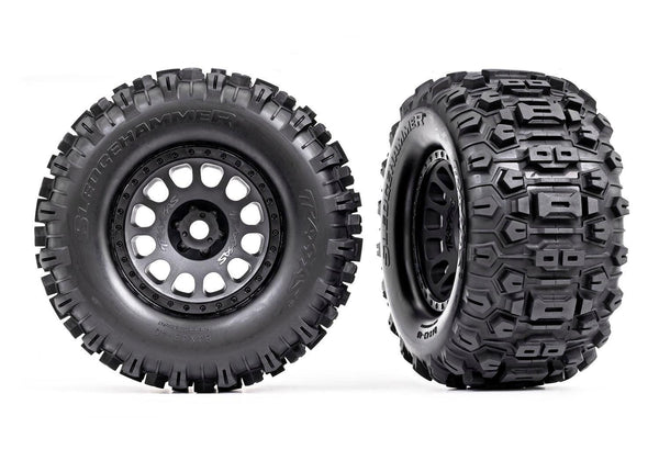 Traxxas 7876 XRT Matte Black Wheels w/ Sledgehammer Tires (2)
