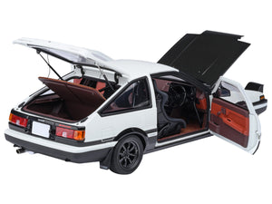 Toyota Sprinter Trueno (AE86) RHD (Right Hand Drive) "Project D Final Version" White with Carbon Hood "Initial D" (1995-2013) TV Series "30th Anniversary" 1/18 Model Car by Autoart