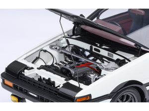 Toyota Sprinter Trueno (AE86) RHD (Right Hand Drive) "Project D Final Version" White with Carbon Hood "Initial D" (1995-2013) TV Series "30th Anniversary" 1/18 Model Car by Autoart