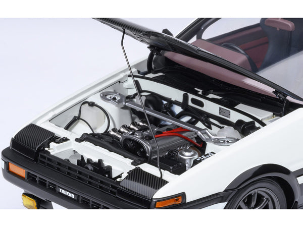 Toyota Sprinter Trueno (AE86) RHD (Right Hand Drive) "Project D Final Version" White with Carbon Hood "Initial D" (1995-2013) TV Series "30th Anniversary" 1/18 Model Car by Autoart