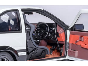 Toyota Sprinter Trueno (AE86) RHD (Right Hand Drive) "Project D Final Version" White with Carbon Hood "Initial D" (1995-2013) TV Series "30th Anniversary" 1/18 Model Car by Autoart