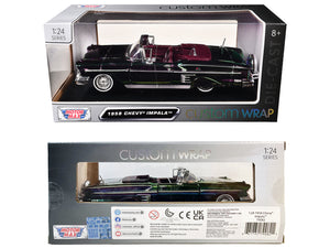 1958 Chevrolet Impala Green and Purple Chrome "Custom Wrap" Series 1/24 Diecast Model Car by Motormax