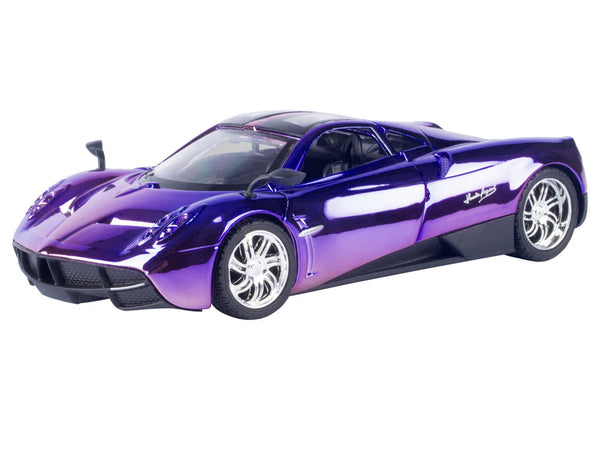 Pagani Huayra Pink and Purple Chrome "Custom Wrap" Series 1/24 Diecast Model Car by Motormax