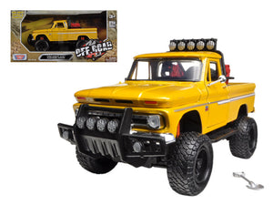 1966 Chevrolet C10 Fleetside Pickup Truck Off Road Yellow 1/24 Diecast Model by Motormax — physical