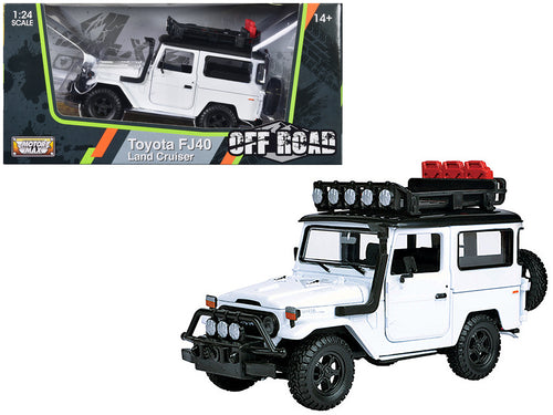 Toyota FJ40 Land Cruiser White "4x4 Overlanders" Series 1/24 Diecast Model Car by Motormax — physical
