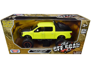 2019 Ford F-150 Lariat Crew Cab Pickup Truck Off Road Bright Green 1/27 Diecast Model Car by Motormax — physical