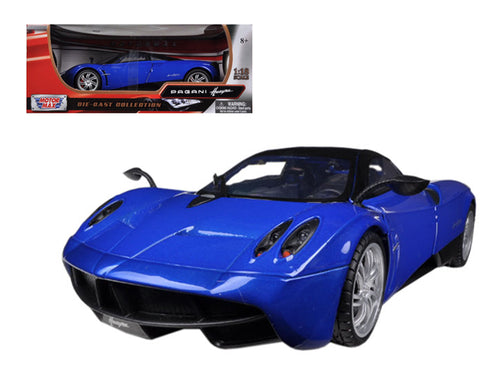 Pagani Huayra Blue with Black Top 1/18 Diecast Model Car by Motormax — physical