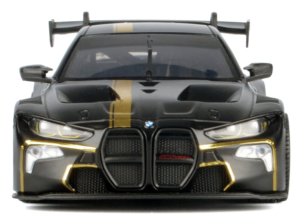 BMW M4 GT3 Matt Black with Gold Stripes "Midnight Eclipse" Series 1/24 Diecast Model Car by Motormax
