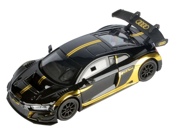 Audi R8 LMS GT3 Black with Gold Stripes and Graphics "Midnight Eclipse" Series 1/24 Diecast Model Car by Motormax